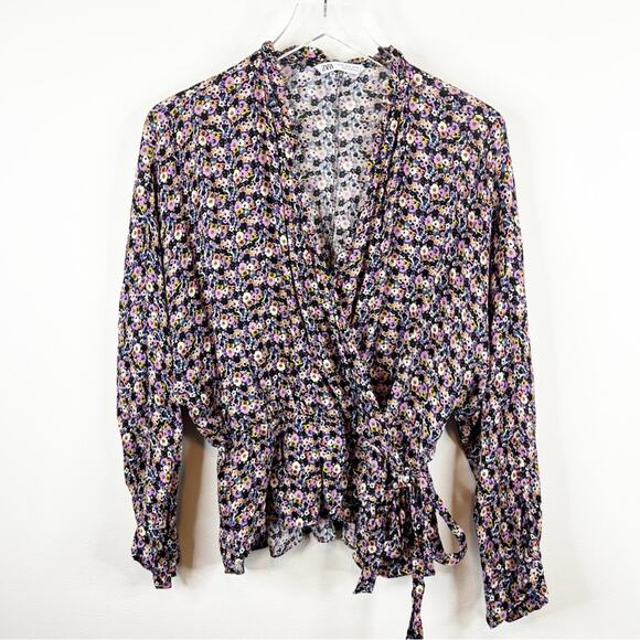 ZARA Floral Wrap Blouse M - Picture 2 of 6